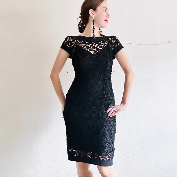 90s lace dress Vintage 90s Flocked Ornate Dress by Dries Van Noten main image 1